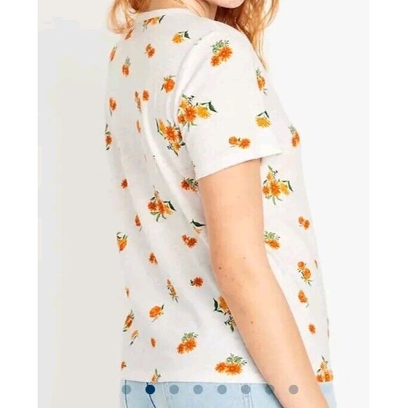 NWT Women's Old Navy EveryWear Slub Knit Tee Size S 4-6 Top Orange Floral - Picture 2 of 8